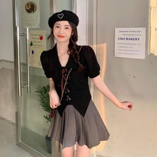 [Bigsize 80kg] Áo sơ mi nữ xẻ tà thắt dây 100% ảnh thật
