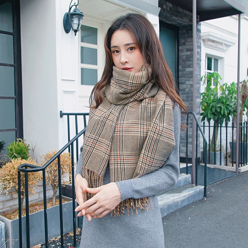 Khăn len kẻ phong cách Hàn Quốc Unisex 2021