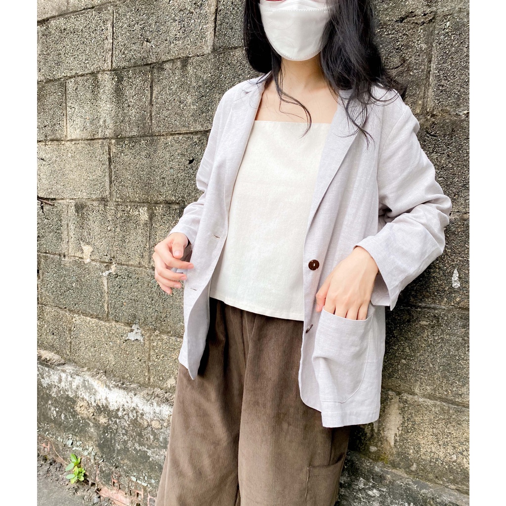 Blazer linen beige xám