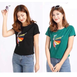 Áo phông nữ Xịn thêu hình người múa Bao chất Đẹp - Dày - Mịn - Mát