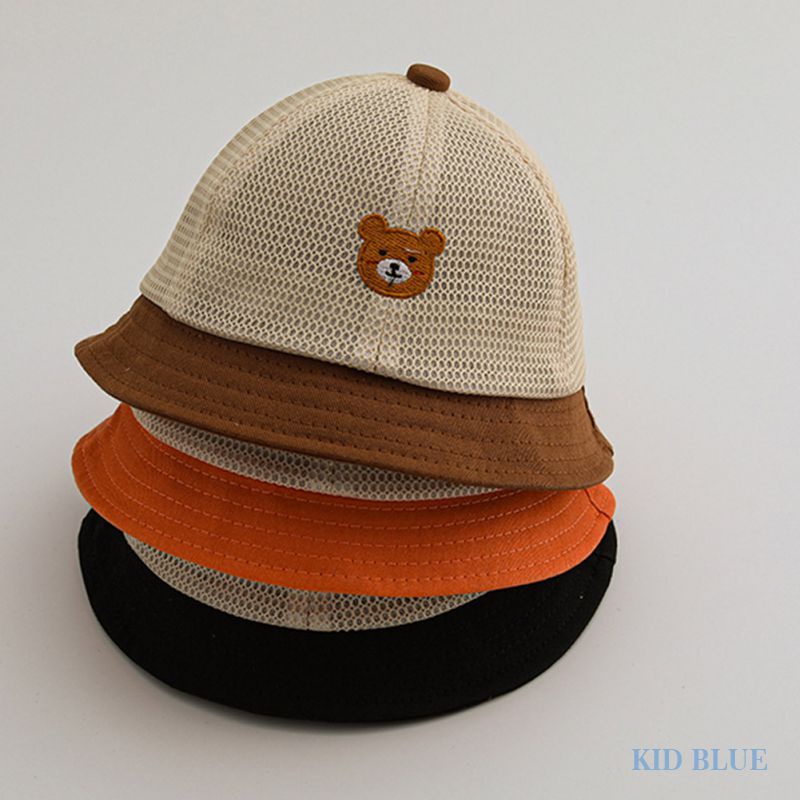 Mũ Tai Bèo Phối Lưới Thêu Hình Gấu Nhỏ Dễ Thương Cho Bé