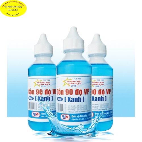 10 CHAI CỒN 90 ĐỘ VP Chai 60ml Màu xanh Diệt khuẩn Sát trùng vết thương Bảo vệ sức khỏe Thương hiệu Vĩnh phúc SX tại VN