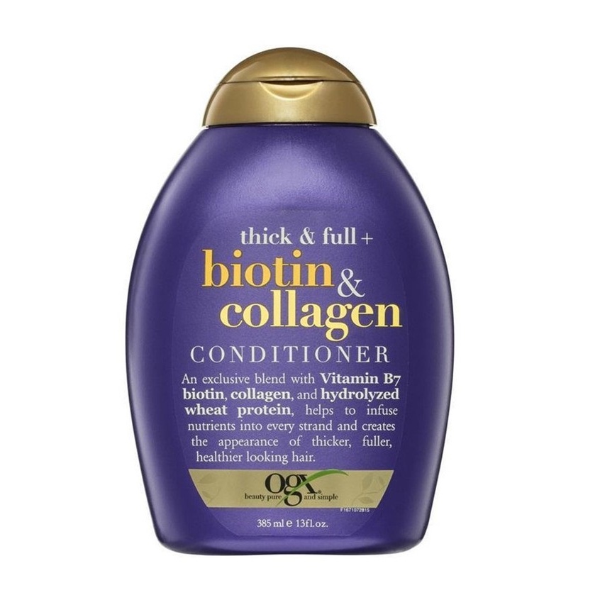 Bộ 2 Chai Dầu Gội Và Dầu Xả Dưỡng Dày Tóc OGX Thick &amp; Full + Biotin &amp; Collagen (385ml/Chai)