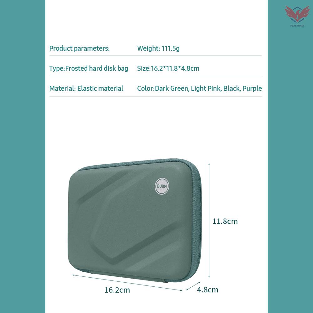 Fir BUBM Frosted Hard Disk Bag Large Capacity Selection of Fabrics Waterproof Easy to Carry Hard Shell Wear-resisting Dark Green