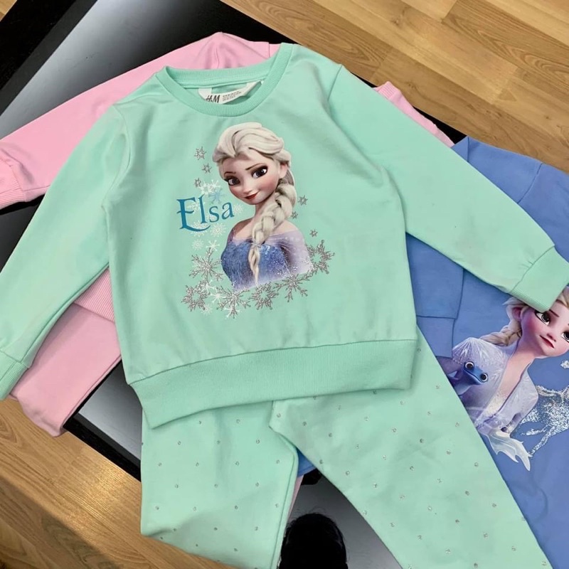 Bộ nỉ da cá bé gái Elsa 2-10y