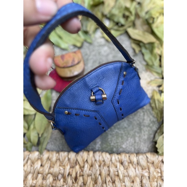 Túi xanh da thật sz mini