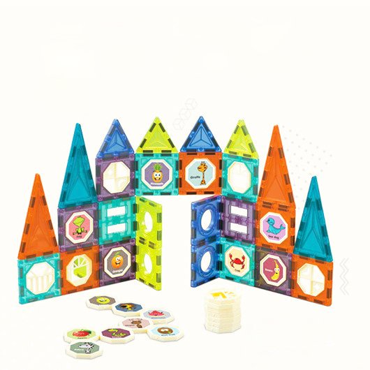 Bộ nam châm xếp hình 3D 54ct, đồ chơi nam châm xếp hình thông minh loại miếng, giúp trẻ phát triển trí tuệ.