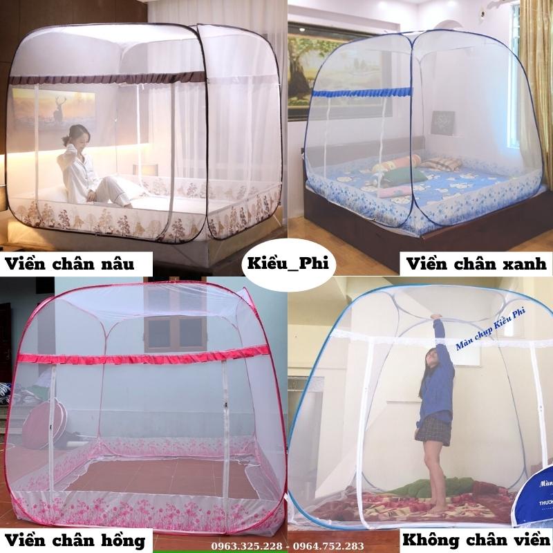 Màn chụp người lớn đỉnh vuông Kiều Phi - Mùng tự bung 1m2 1m6 1m8 2m2 tự động chống muỗi tuyệt đối