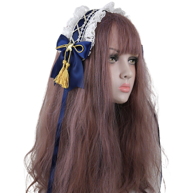 Băng Đô Ren Đính Ngôi Sao Tua Rua Phong Cách Lolita