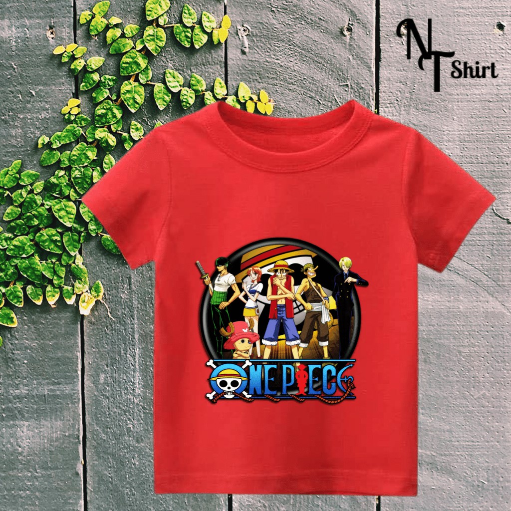 Áo phông trẻ em in hình One Piece Luffy, Áo cotton xịn mặc mát thoải mái hình chất lượng 05