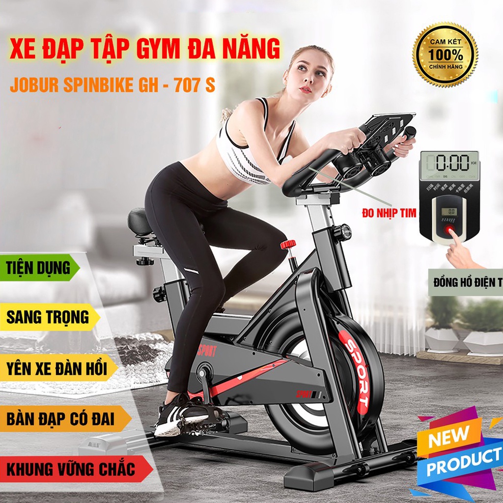Xe đạp thể thao JOBUR SPINBIKE GH707 [BH 12 THÁNG] Vận hành êm ái, đo nhịp tim khi tập
