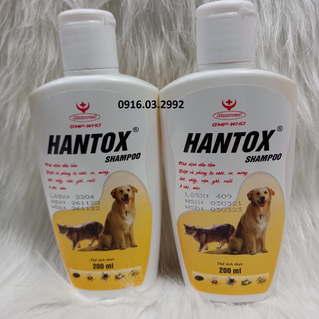 Sữa tắm trị ve rận cho chó mèo Hantox 200ml, Sữa tắm trị ve rận