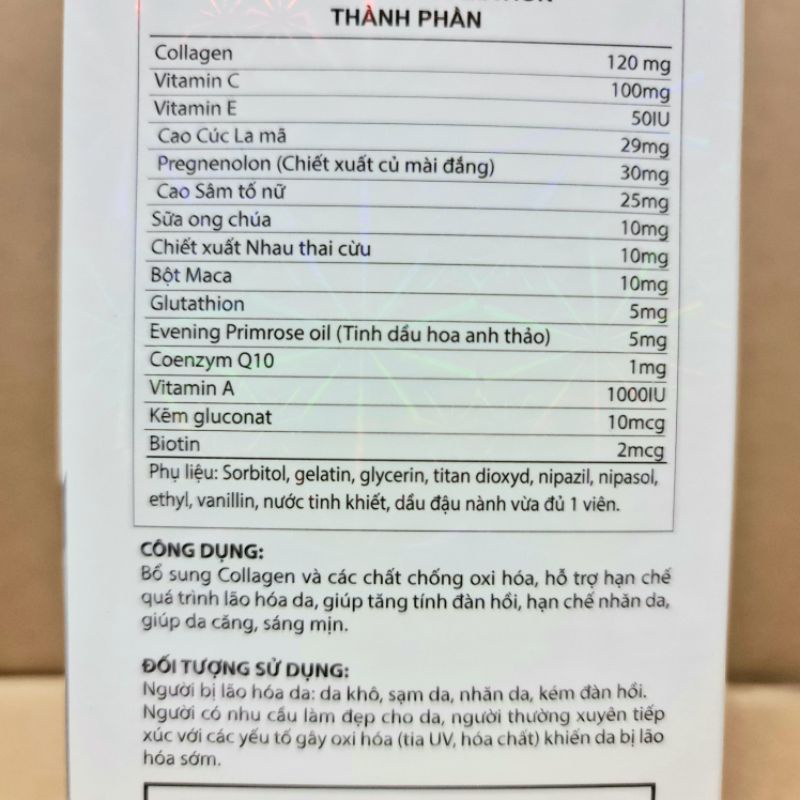 Collagen+C 16000mg đẹp da, chống lão hóa, mờ thâm, trắng da Hộp 60 viên