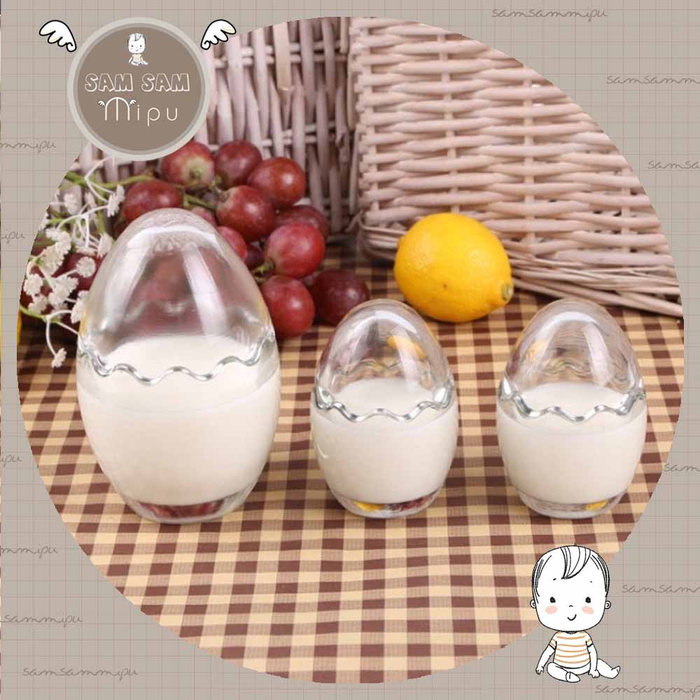 Hũ thủy tinh hình trứng xinh xắn đựng sữa chua, bánh flan, váng sữa cho bé