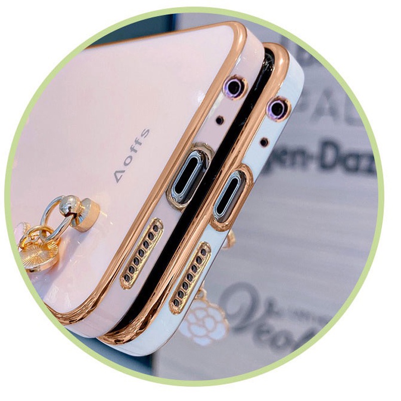 Ốp điện thoại KOOSUK dẻo mạ vàng có dây đeo tay thời trang cho Huawei Nova Y60 8I 8 Pro 7I 7 SE 5T 5Z