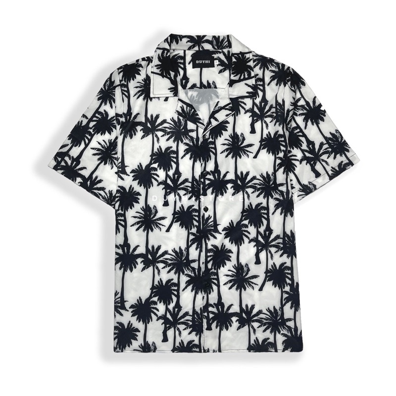 Áo sơ mi cộc tay Dừa Trắng / Áo sơ mi unisex nam nữ form rộng / Ảnh thật