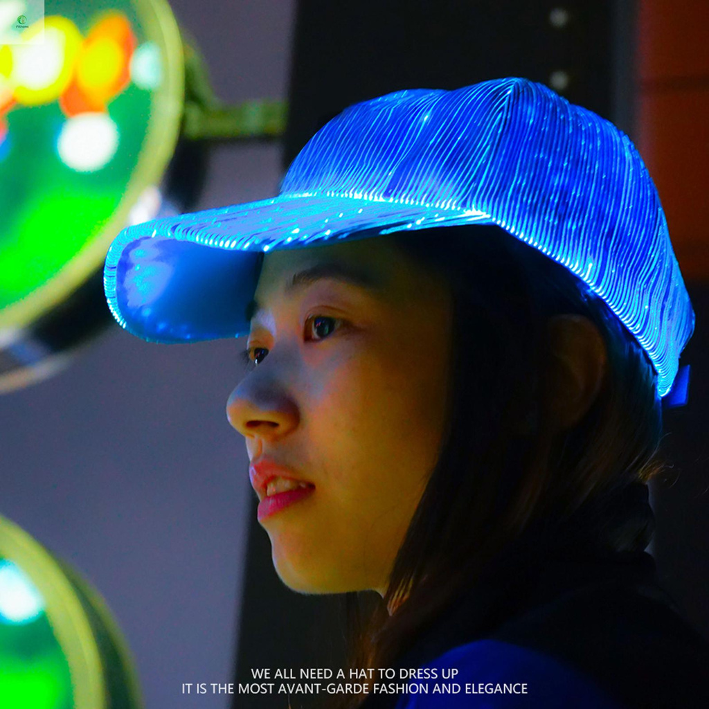 Illuminated Lighting LEDs Cap with 7 Colors Changeing and 4 Different Lighting Effects Modes Built-in 230mAh High Capacity Rechargeable Cell USB Powered Operated  Portable Adjustable Hatband