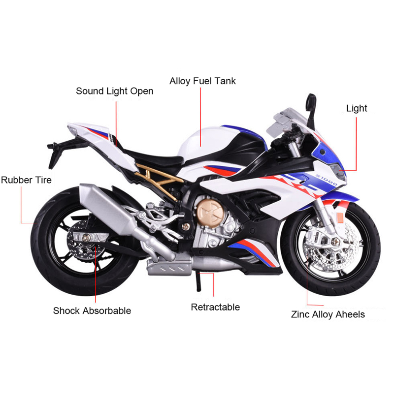 Mô hình xe mô tô BMW S1000RR bằng hợp kim tỉ lệ 1/12 dùng trang trí tiện dụng