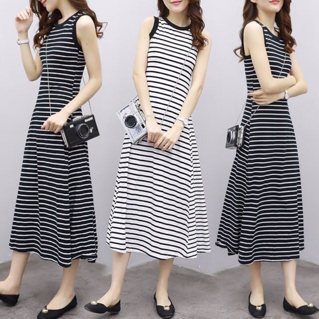 Đầm nữ sọc đen trắng