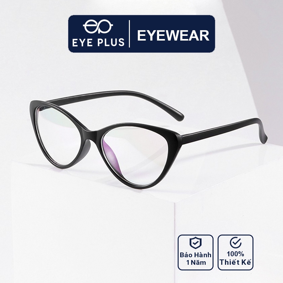 Gọng kính cận nam nữ thời trang EYE PLUS nhựa dẻo dáng mắt mèo họa tiết độc đáo N110-2383