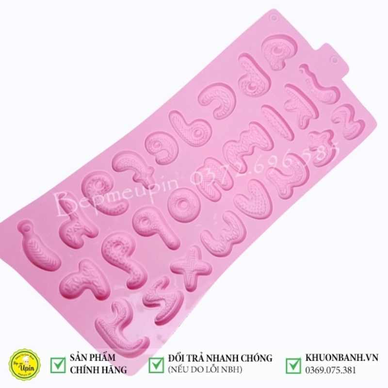 Khuôn silicon chữ 2 làn họa tiết làm socola rau câu