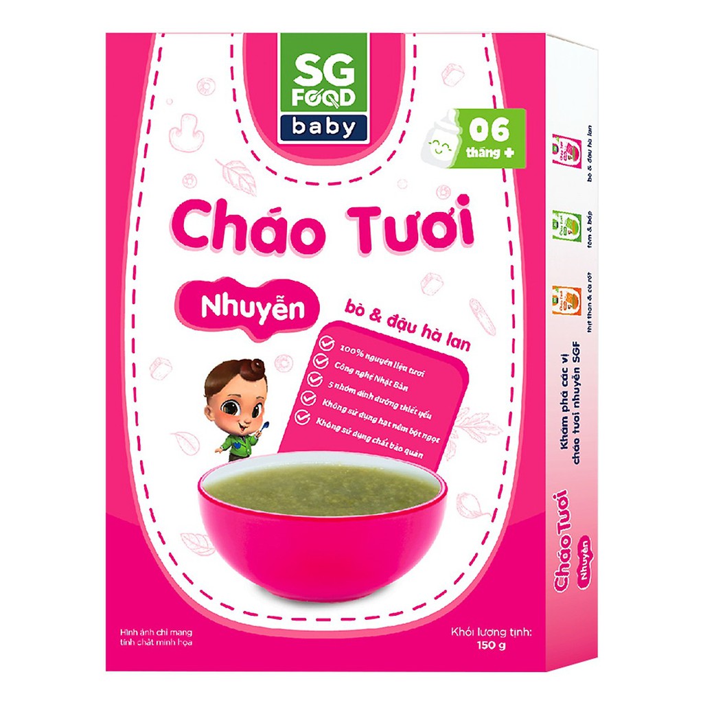  (hsd 2022) Cháo Tươi Nhuyễn SG Food 150g (cho bé từ 6 tháng)