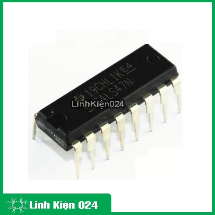Ic chức năng 74LS47 điều khiển led 7 đoạn bằng mã BCD to 7-segment Decoder/Driver DIP16