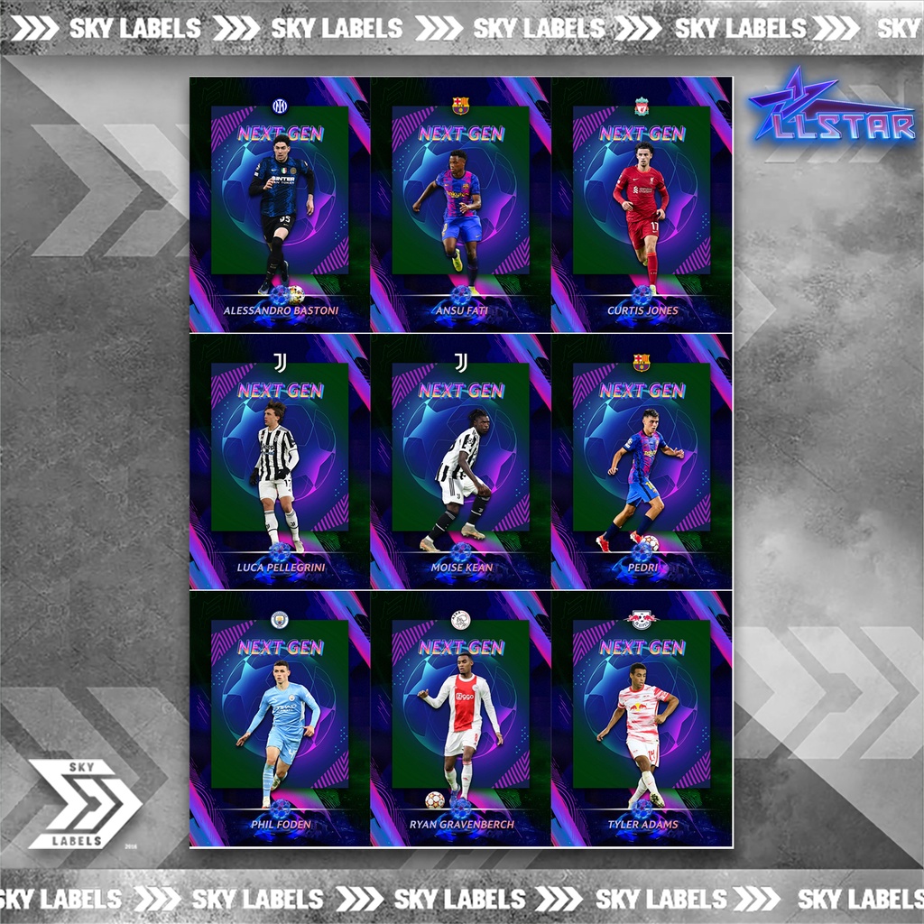 Thẻ SKY UCL NEXT GEN | Bastoni, Ansu Fati, Curtis Jones, Pellegrini, Moise Kean, Pedri, Phil Foden, Gravenberch, Adams