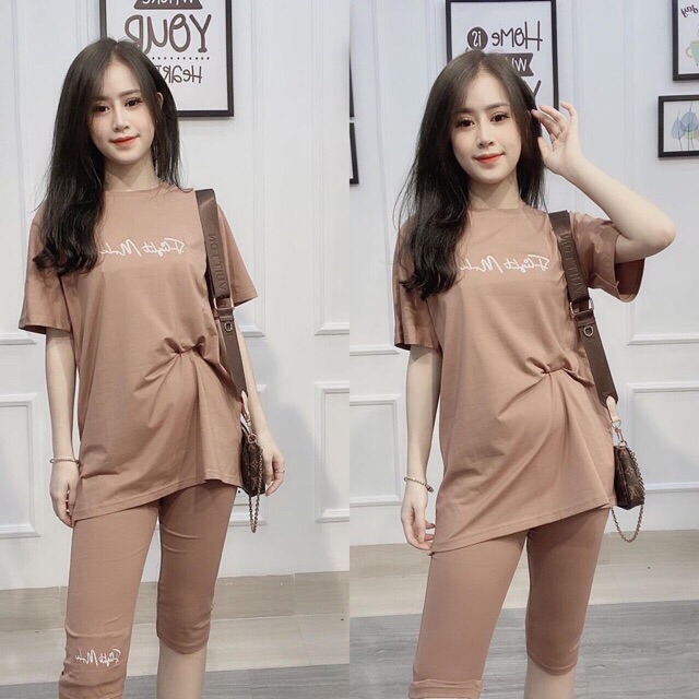 BỘ NỮ MẶC NHÀ THÊU CHỮ năng động chất cotton 100% chuẩn loại 1 quần ngố thêu T | BigBuy360 - bigbuy360.vn