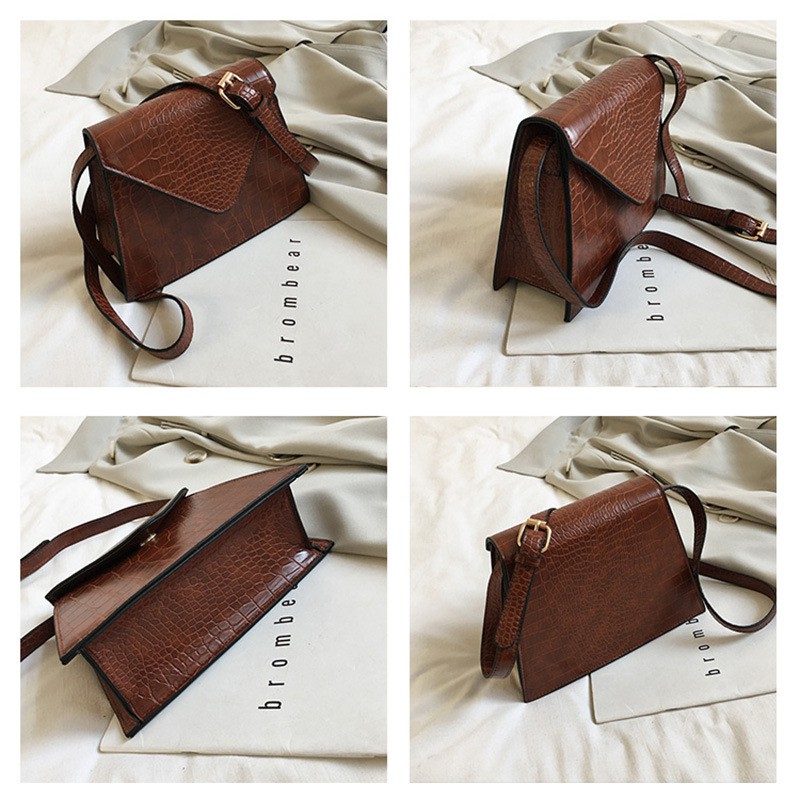 Túi đeo chéo vân da cát xấu nắm cắt V cá tính H022