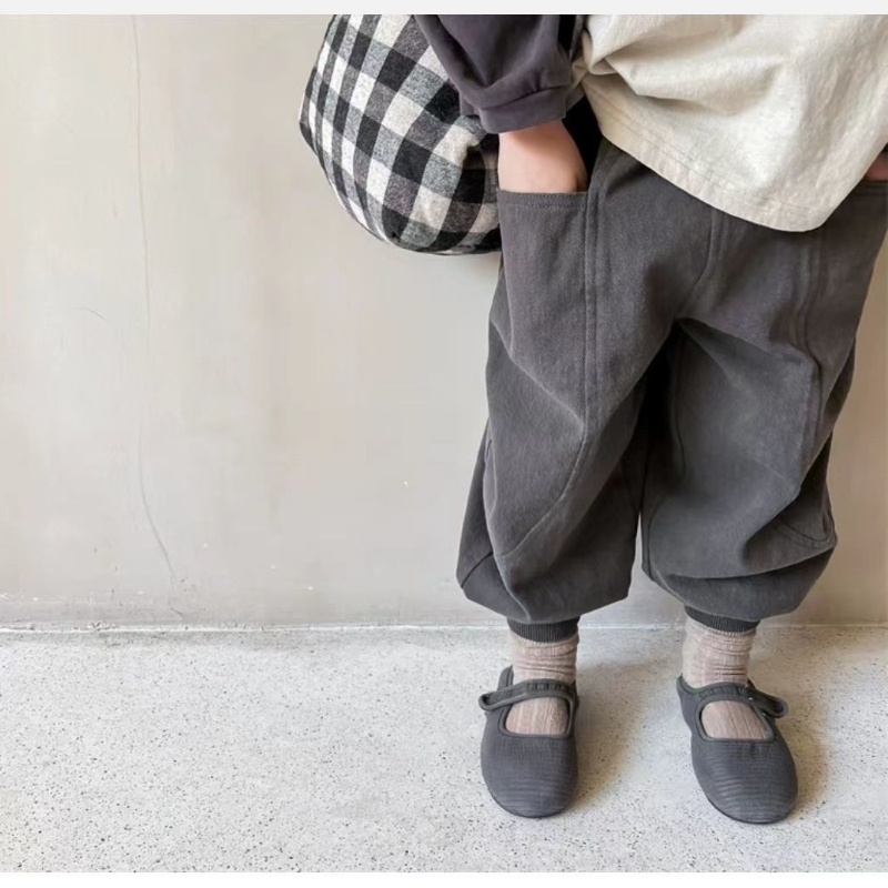 Quần Harem Cotton Có Túi Lớn Phong Cách Retro Cho Trẻ Em