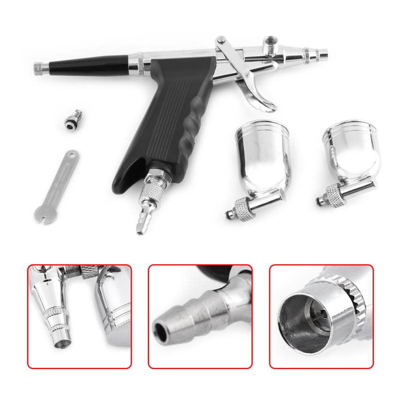RRIAN  Multi-Purpose 2 Cups Side Feed Spray Trigger Airbrush for Art Painting 166