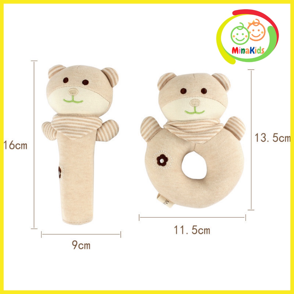 Thú Nhồi Bông Lục Lạc Xúc Xắc Cầm Tay Đồ Chơi Cho Bé Sơ Sinh MamiBeby 100% Cotton Organic An Toàn Cho Bé TCT21