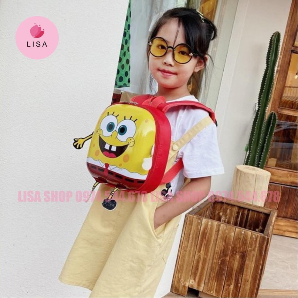 [HÀNG LOẠI 1] Balo siêu nhẹ cho bé 1-5t, balo bé trai bé gái nắp nhựa hoạt hình chống nước, chống va đập Lisa, M43