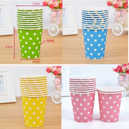 Set 10 cốc giấy chấm bi sinh nhật - ly giấy