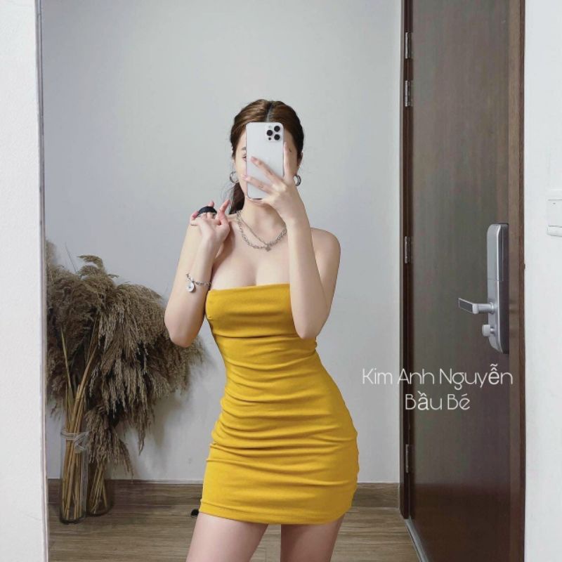 Đầm body 2 dây trơn  borip chuẩn đẹp siêu tôn dáng 3MTD