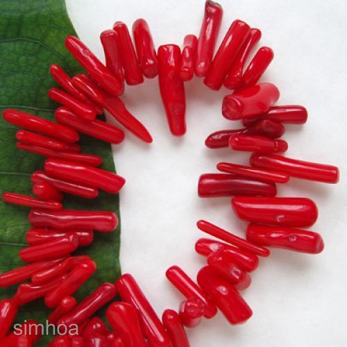 Chuỗi hạt san hô màu đỏ 9-12mm 16" cho làm đồ trang sức