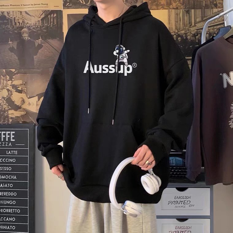 Áo hoodie dáng rộng in chữ phong cách Hàn Quốc thời trang cho nam và nữ size M-5XL