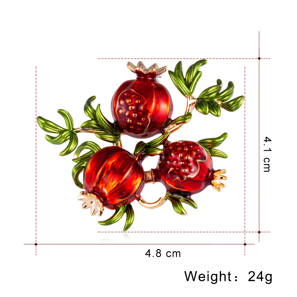Ghim Cài Áo Hình Trái Cây Đính Đá Hồng Ngọc Đỏ Sang Trọng Cho Nữ