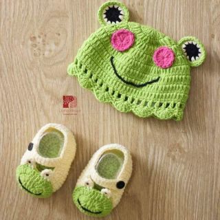 Set nón giày chú ếch cưng handmade