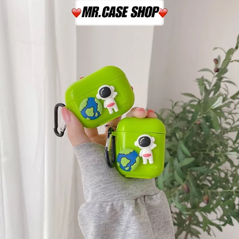 [ CÓ AP 3 ] Case Airpods 1/2 /Pro Vỏ Ốp Tai Nghe Hình Phi Hành Gia Màu Xanh Lá - Mr.Case AirPods
