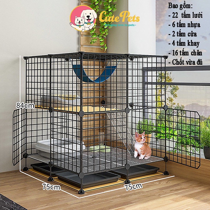 Tấm ghép chuồng kim loại phủ sơn tĩnh điện 35x35cm Tấm lẻ có tặng kèm chốt - CutePets