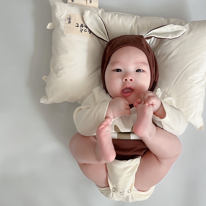 Body cho bé_Bộ dài tay tặng kèm mũ chuột túi siêu cưng cho bé trai và bé gái