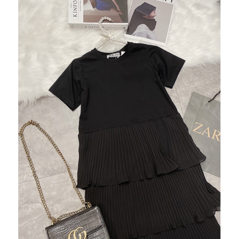 [Mã SKAMA06 giảm 8% tối đa 50K đơn 250K] VNU335 - VÁY ĐEN PHỐI DẬP LI 3 TẦNG | BigBuy360 - bigbuy360.vn