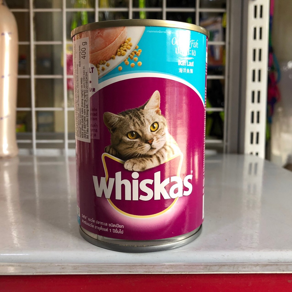 Pate cho mèo trưởng thành Whiskas Vị Cá Ngừ và Cá Biển - Lon 400g