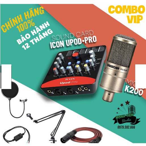 Combo Micro Takstar PC K200 + Soundcard ICON UPOD, thu âm, hát karaoke, livestream - âm thanh đỉnh cao