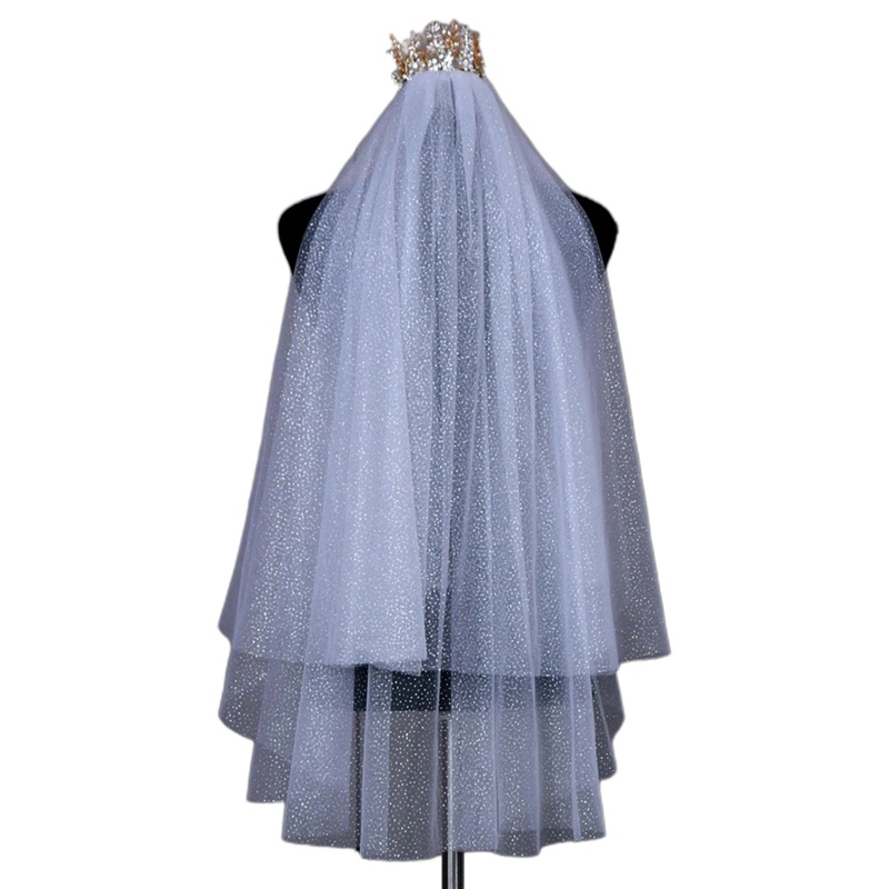 Mạng Che Mặt 2 Tầng Dài Lấp Lánh Cho Cô Dâu