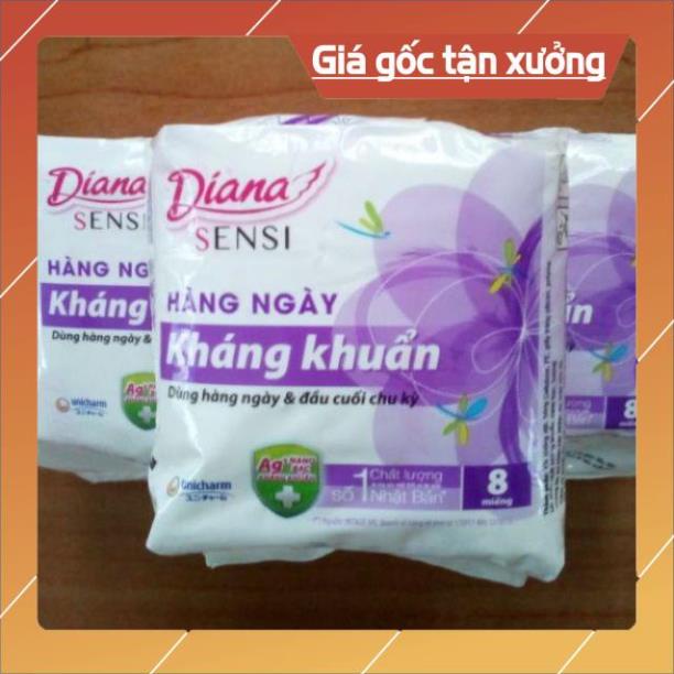 [ICLN9 giảm 5K cho đơn hàng 50k]  COMBO 3 GÓI BĂNG VỆ SINH DIANA HÀNG NGÀY SENSI KHÁNG KHUẨN (8 MIẾNG/GÓI)