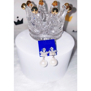 Bông tai bạc nữ hình vương miện hạt ngọc trắng chất liệu bạc ta-Minh Tâm Jewelry
