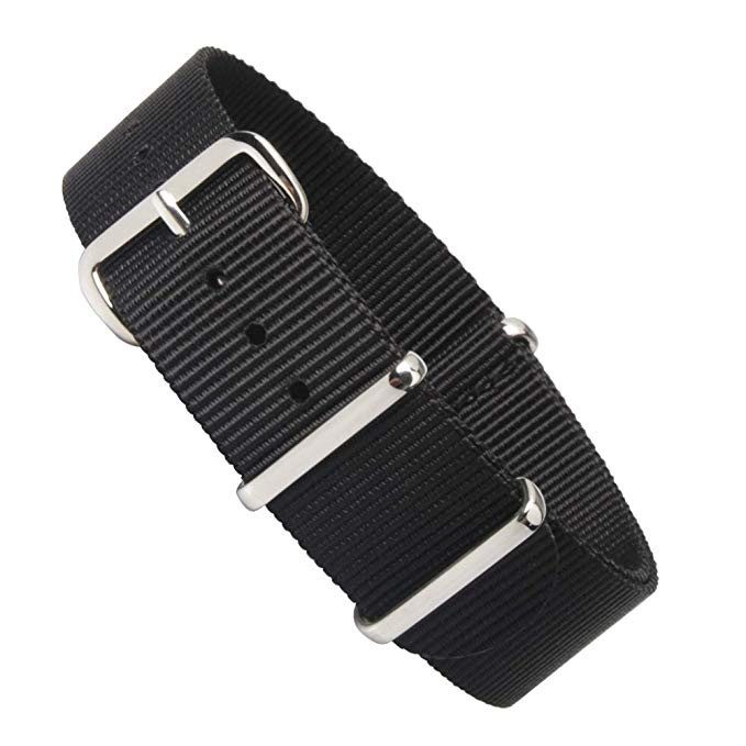 Dây Đeo Đồng Hồ Thể Thao Màu Đen 20mm Nato 18mm 22mm 24mm Dành Cho Nữ